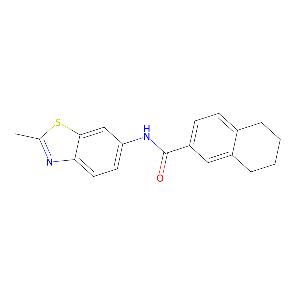 N-(2-methyl-1,3-benzothiazol-6-yl)-5,6,7,8-tetrahydronaphthalene-2-carboxamide molecular structure, CAS 681166-81-4