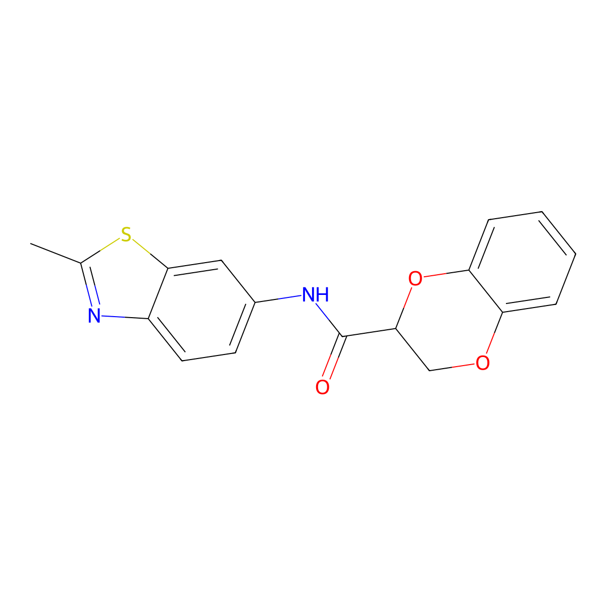 N-(2-methyl-1,3-benzothiazol-6-yl)-2,3-dihydro-1,4-benzodioxine-3-carboxamide molecular structure, CAS 681166-83-6