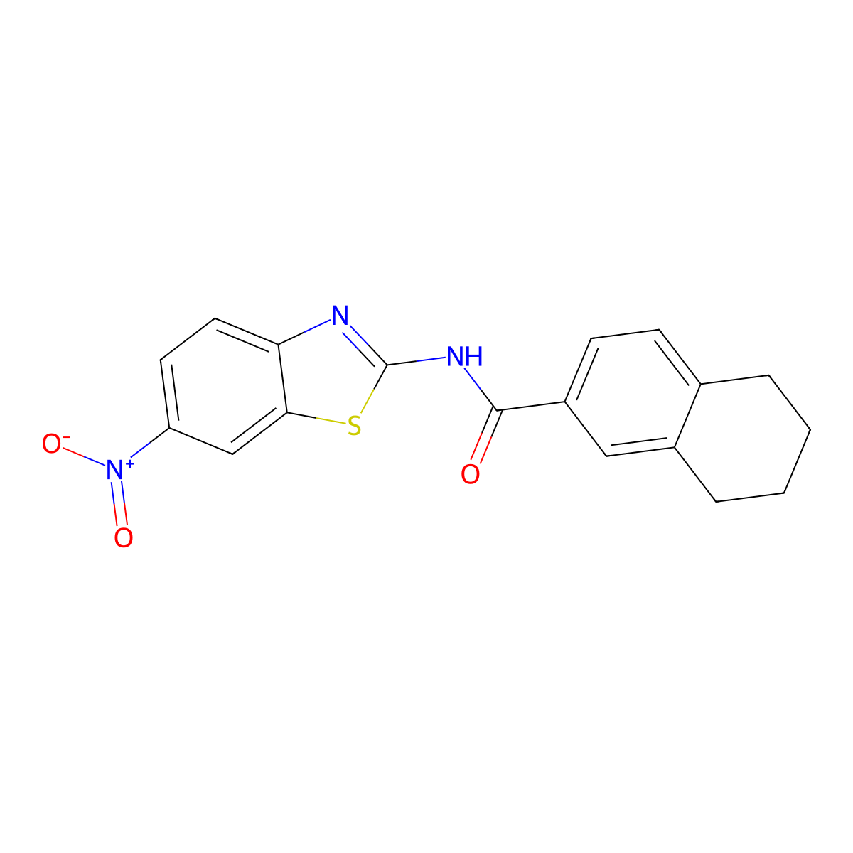 N-(6-nitro-1,3-benzothiazol-2-yl)-5,6,7,8-tetrahydronaphthalene-2-carboxamide molecular structure, CAS 681166-87-0