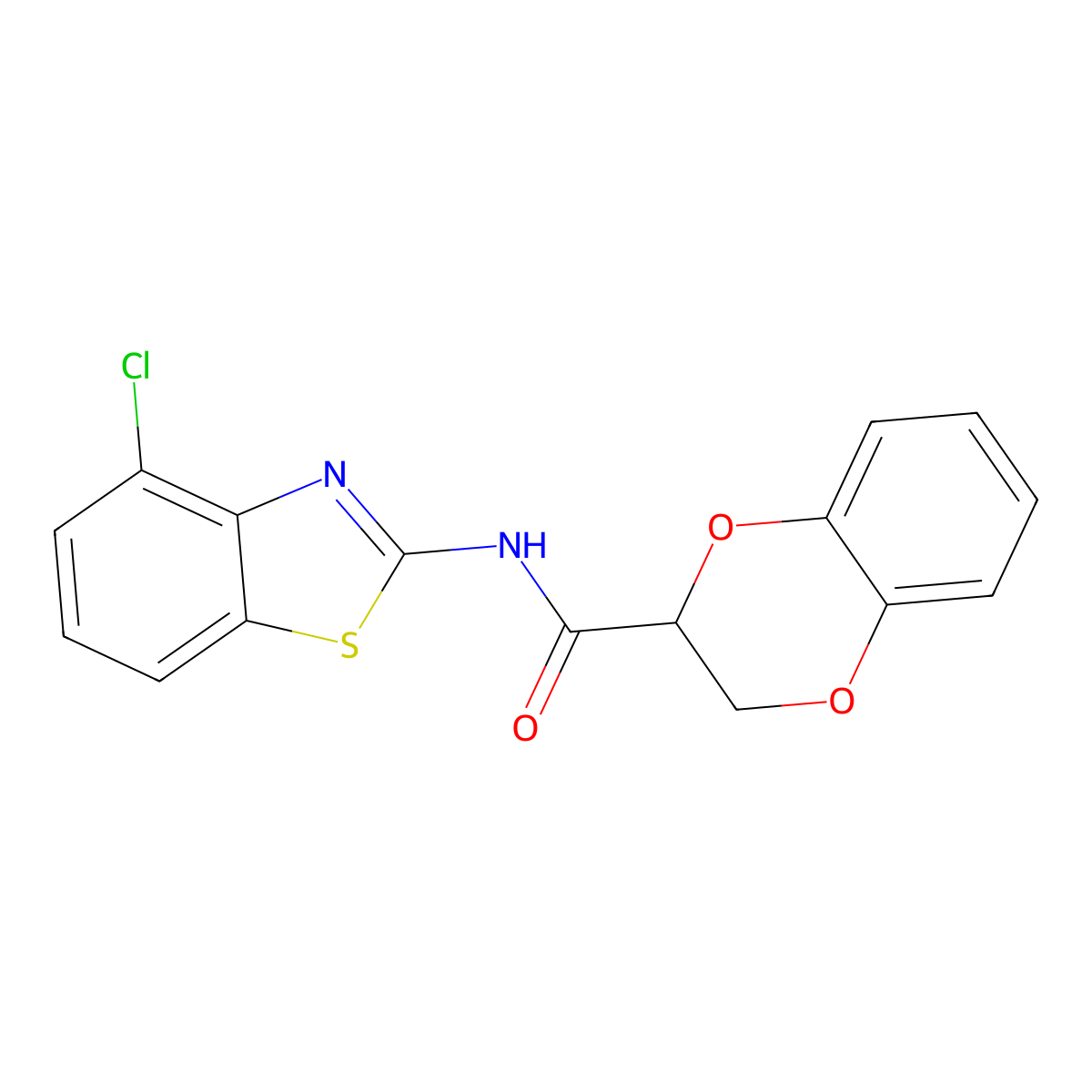 N-(4-chlorobenzo[d]thiazol-2-yl)-2,3-dihydrobenzo[b][1,4]dioxine-2-carboxamide molecular structure, CAS 681167-02-2