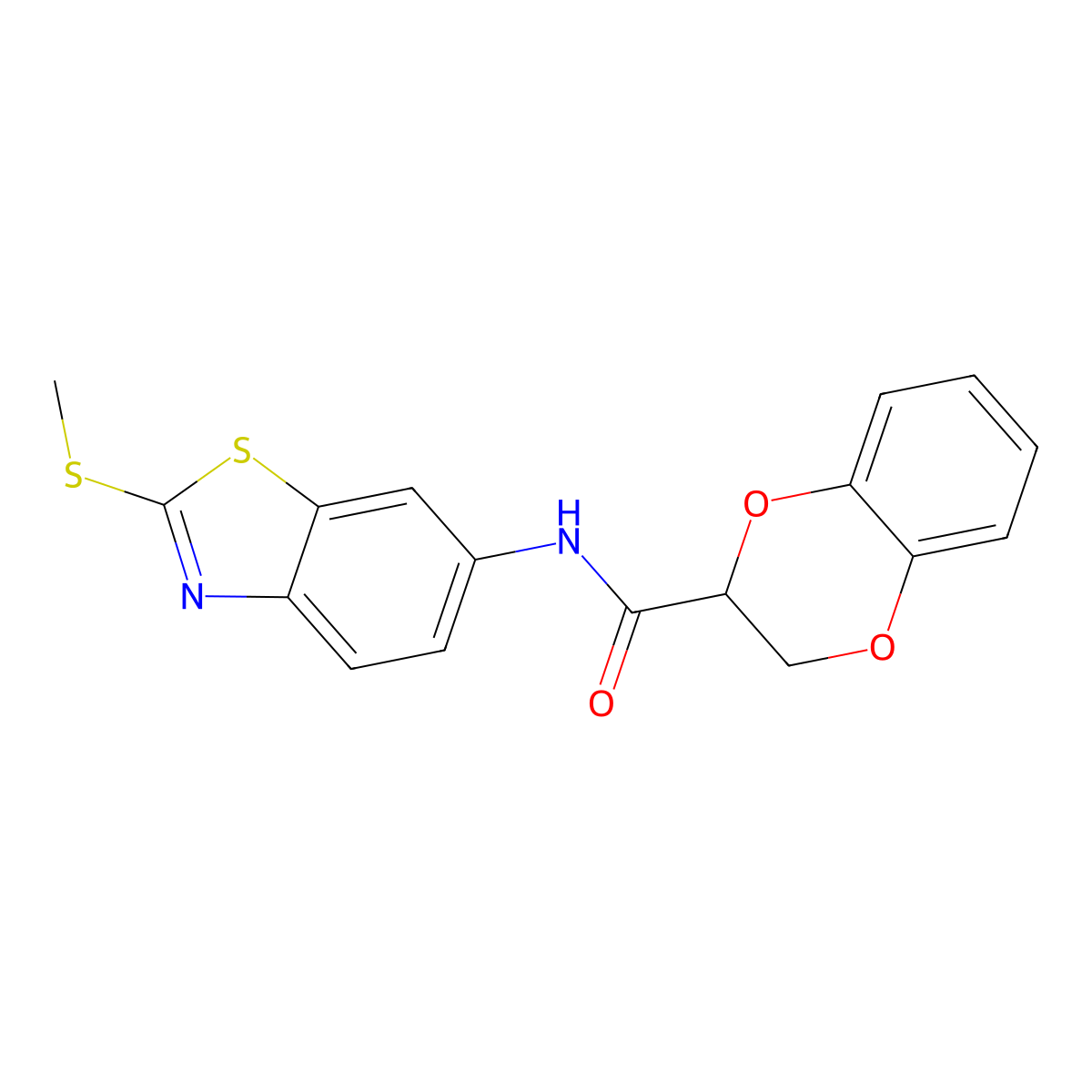 N-(2-(methylthio)benzo[d]thiazol-6-yl)-2,3-dihydrobenzo[b][1,4]dioxine-2-carboxamide molecular structure, CAS 681167-05-5