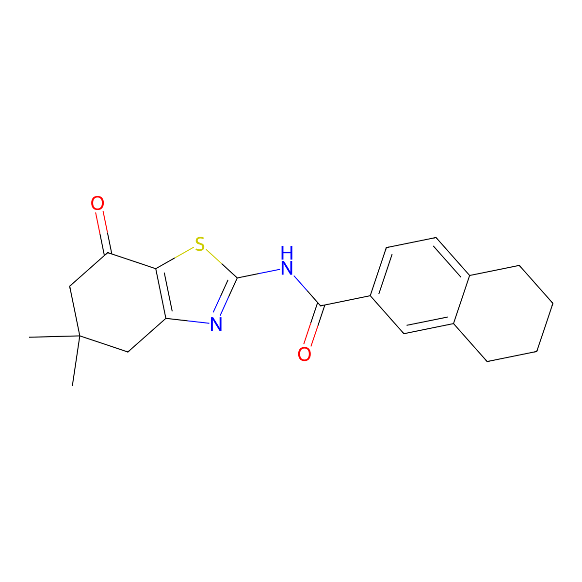 N-(5,5-dimethyl-7-oxo-4,5,6,7-tetrahydrobenzo[d]thiazol-2-yl)-5,6,7,8-tetrahydronaphthalene-2-carboxamide molecular structure, CAS 681167-12-4