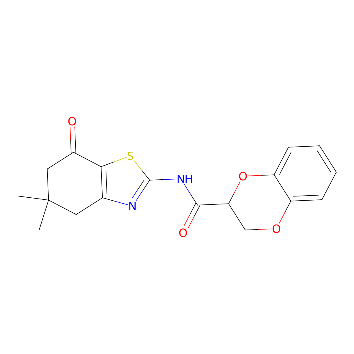 N-(5,5-dimethyl-7-oxo-4,5,6,7-tetrahydrobenzo[d]thiazol-2-yl)-2,3-dihydrobenzo[b][1,4]dioxine-2-carboxamide molecular structure, CAS 681167-13-5