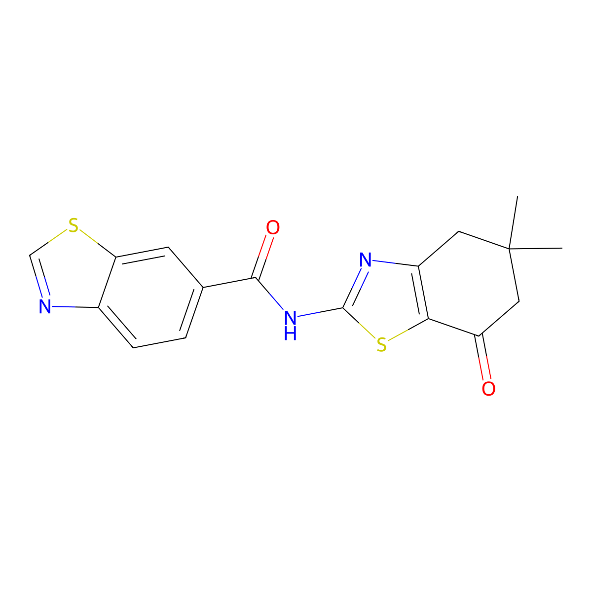 N-(5,5-dimethyl-7-oxo-4,5,6,7-tetrahydrobenzo[d]thiazol-2-yl)benzo[d]thiazole-6-carboxamide molecular structure, CAS 681167-14-6