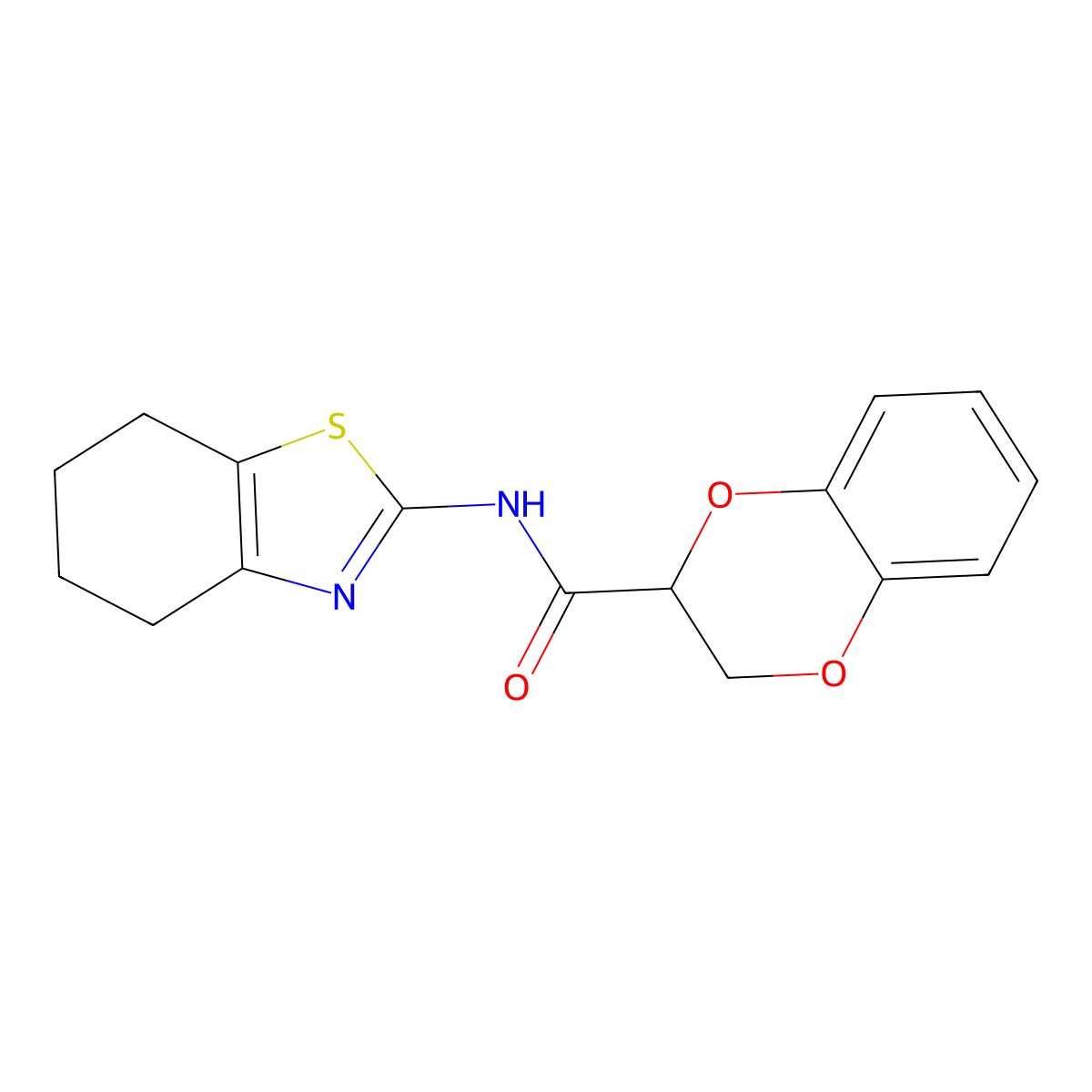 N-(4,5,6,7-tetrahydro-1,3-benzothiazol-2-yl)-2,3-dihydro-1,4-benzodioxine-3-carboxamide molecular structure, CAS 681167-16-8