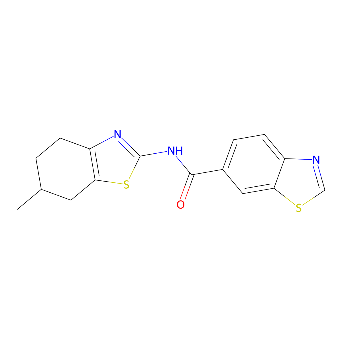 N-(6-methyl-4,5,6,7-tetrahydro-1,3-benzothiazol-2-yl)-1,3-benzothiazole-6-carboxamide molecular structure, CAS 681167-23-7