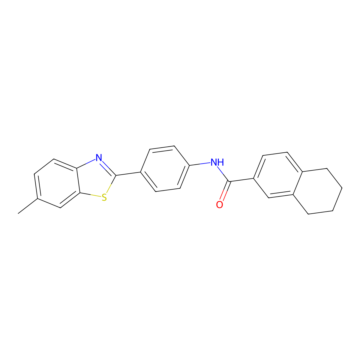 N-[4-(6-methyl-1,3-benzothiazol-2-yl)phenyl]-5,6,7,8-tetrahydronaphthalene-2-carboxamide molecular structure, CAS 681167-24-8