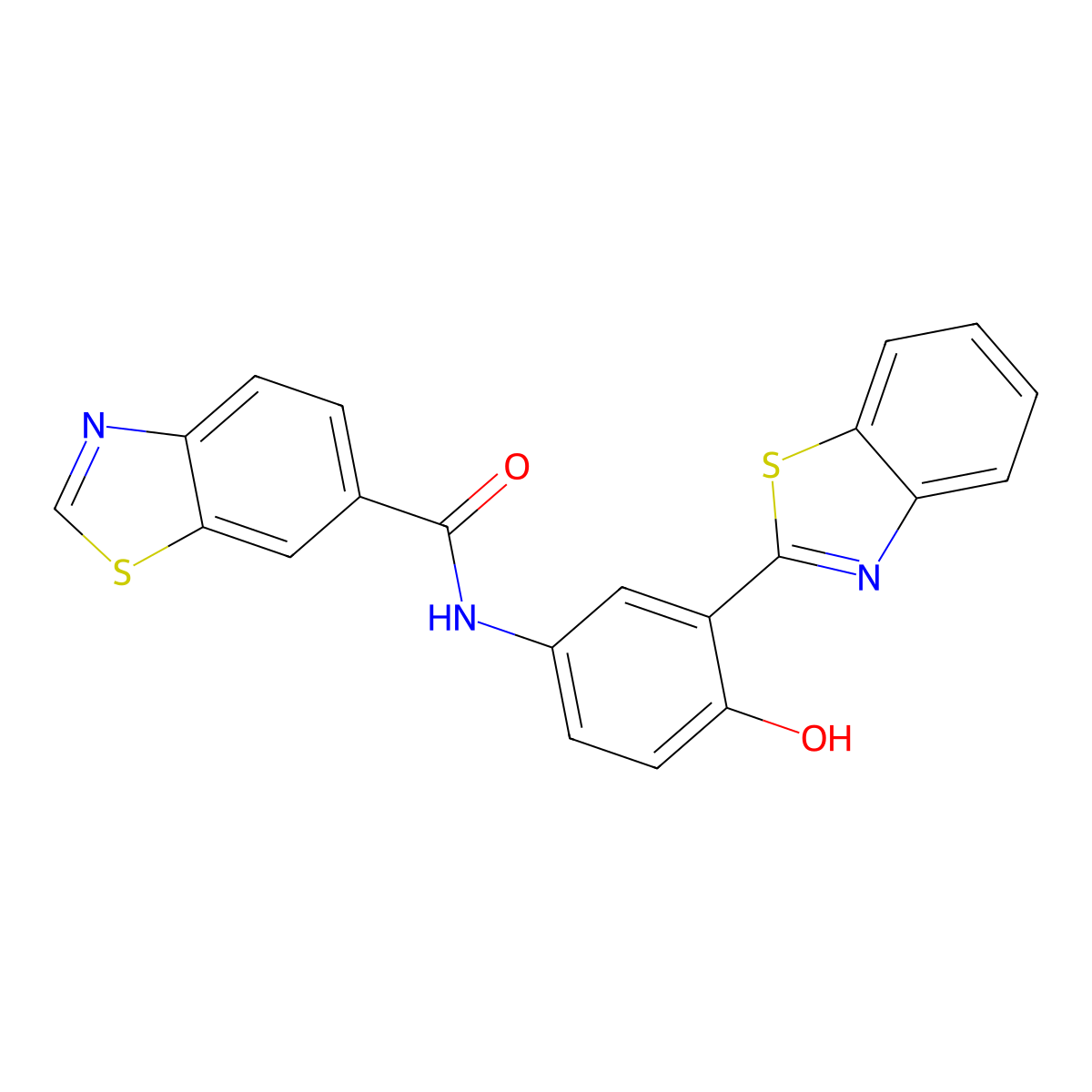 N-(3-(benzo[d]thiazol-2-yl)-4-hydroxyphenyl)benzo[d]thiazole-6-carboxamide molecular structure, CAS 681167-29-3