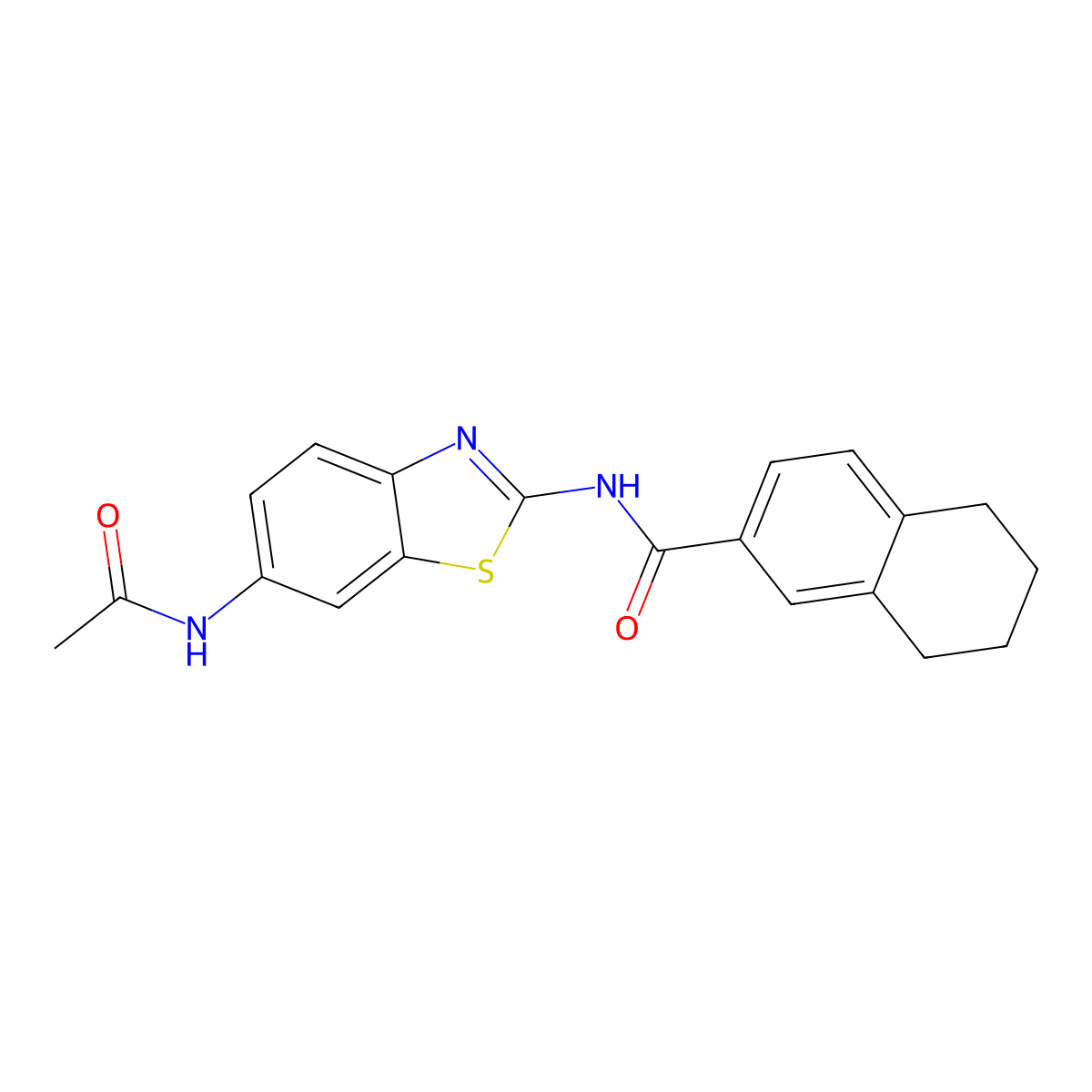N-(6-acetamido-1,3-benzothiazol-2-yl)-5,6,7,8-tetrahydronaphthalene-2-carboxamide molecular structure, CAS 681167-32-8