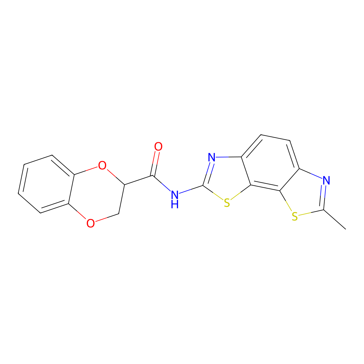 N-(7-methyl-[1,3]thiazolo[4,5-g][1,3]benzothiazol-2-yl)-2,3-dihydro-1,4-benzodioxine-3-carboxamide molecular structure, CAS 681167-36-2
