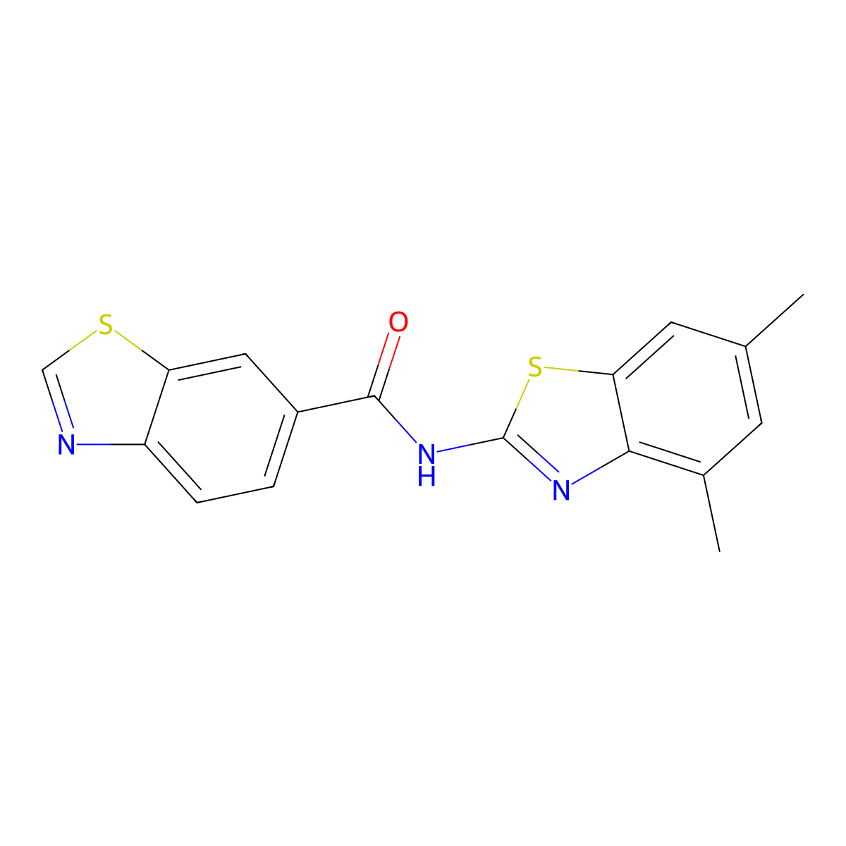 N-(4,6-dimethyl-1,3-benzothiazol-2-yl)-1,3-benzothiazole-6-carboxamide molecular structure, CAS 681167-47-5