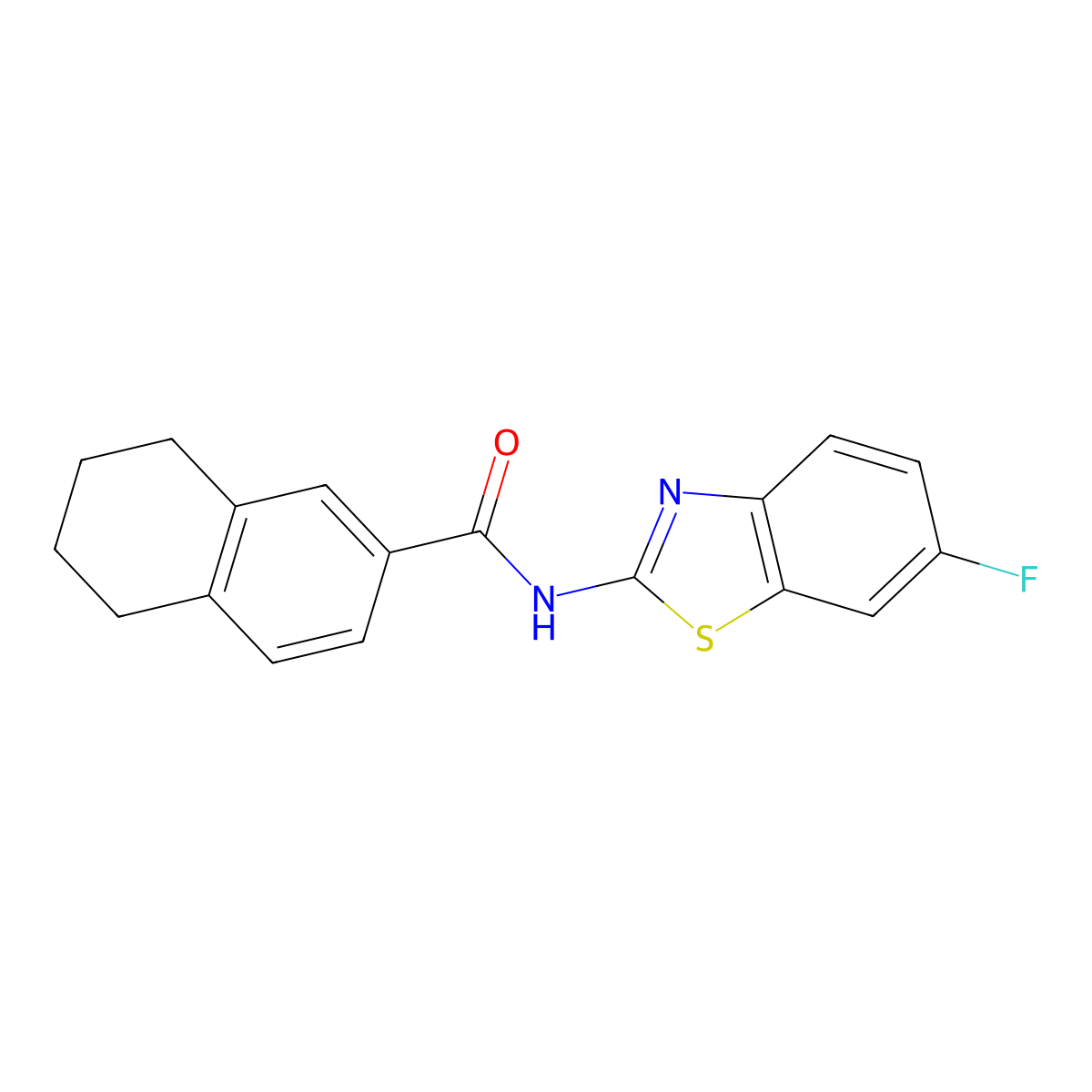 N-(6-fluoro-1,3-benzothiazol-2-yl)-5,6,7,8-tetrahydronaphthalene-2-carboxamide molecular structure, CAS 681167-48-6