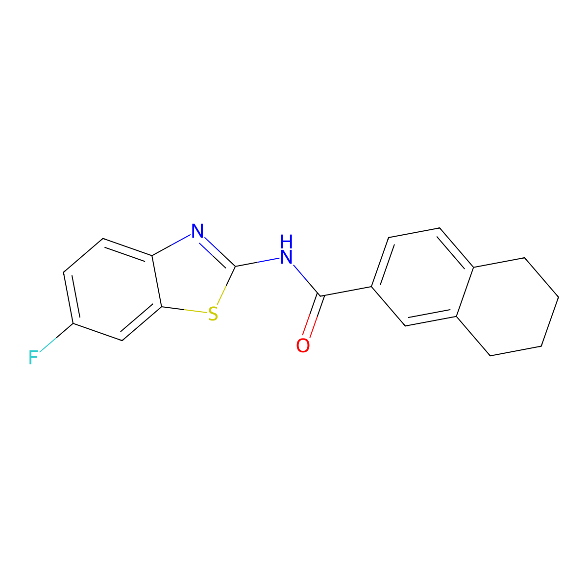 N-(6-fluoro-1,3-benzothiazol-2-yl)-5,6,7,8-tetrahydronaphthalene-2-carboxamide molecular structure, CAS 681167-48-6
