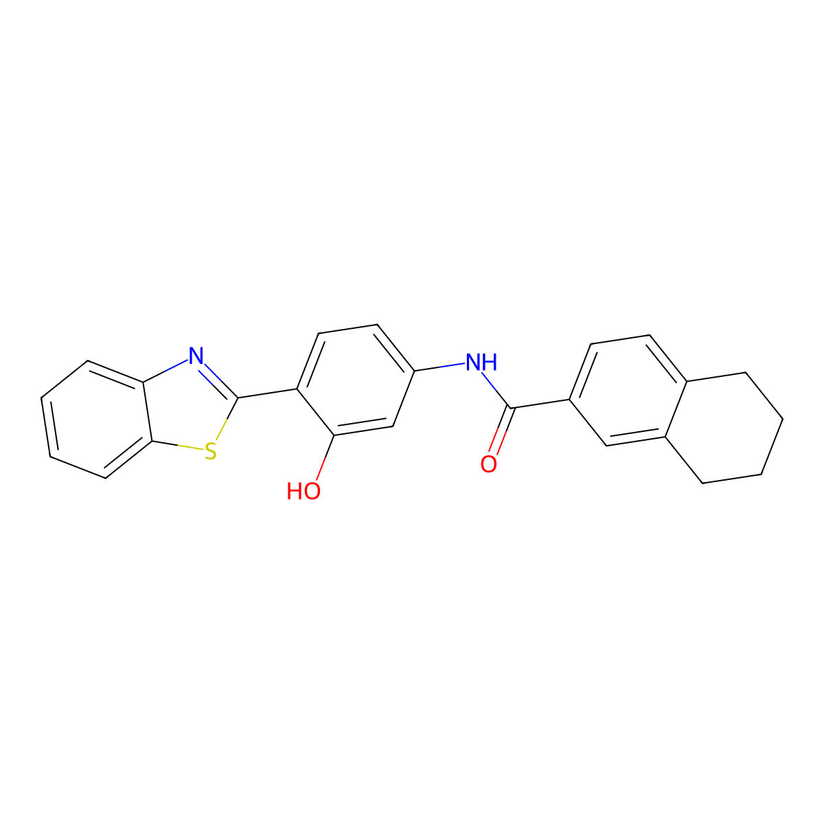 N-[4-(1,3-benzothiazol-2-yl)-3-hydroxyphenyl]-5,6,7,8-tetrahydronaphthalene-2-carboxamide molecular structure, CAS 681167-54-4