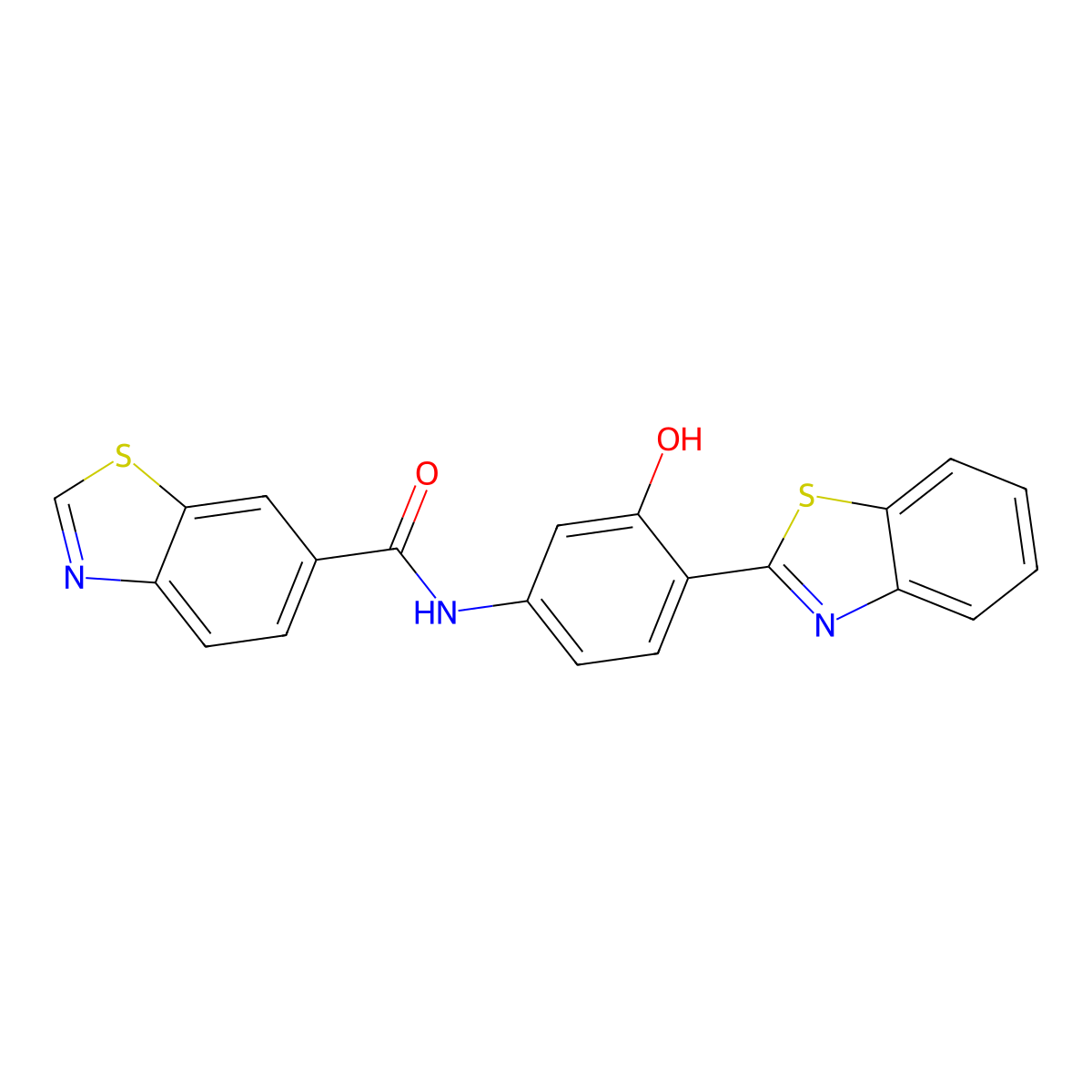 N-[4-(1,3-benzothiazol-2-yl)-3-hydroxyphenyl]-1,3-benzothiazole-6-carboxamide molecular structure, CAS 681167-56-6