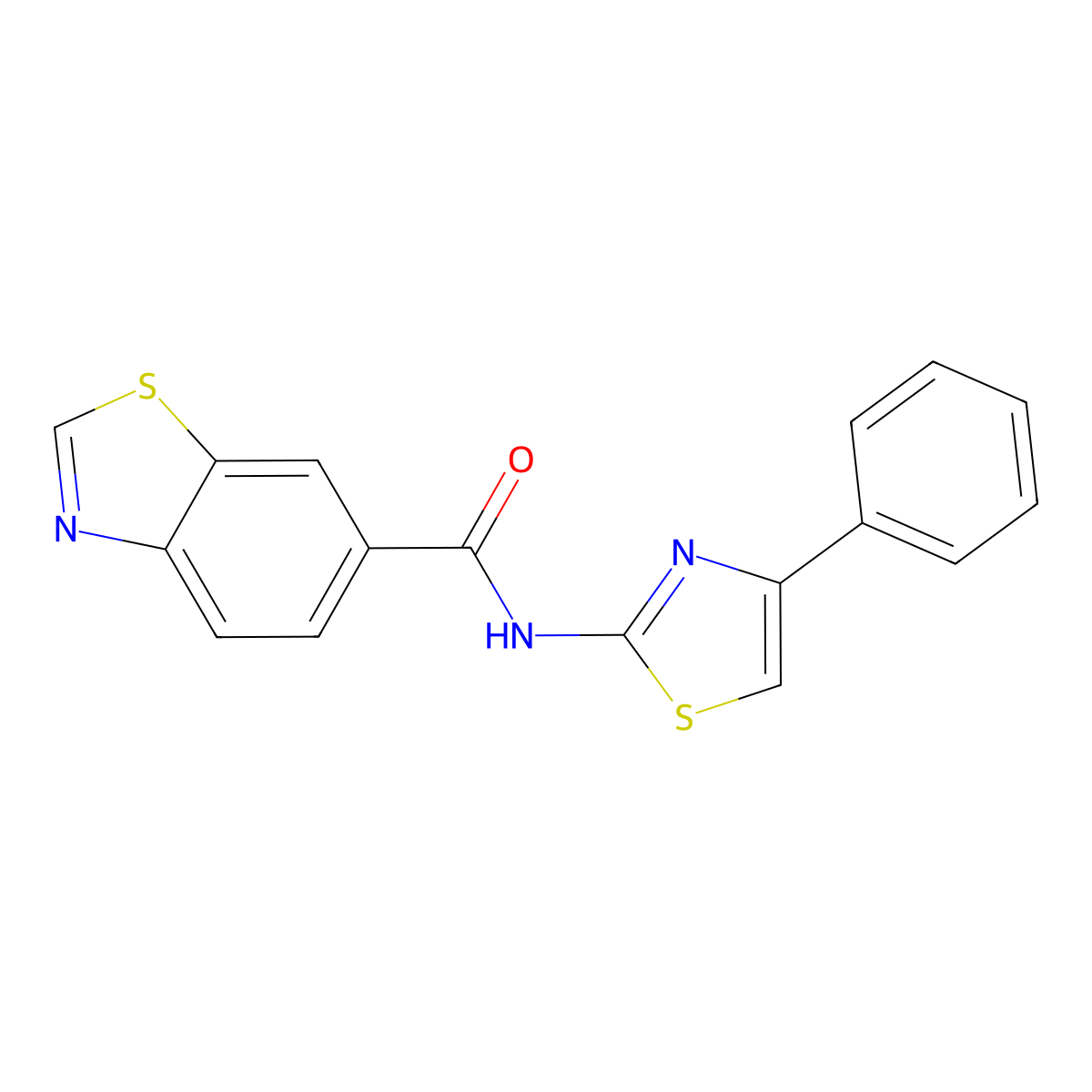 N-(4-phenyl-1,3-thiazol-2-yl)-1,3-benzothiazole-6-carboxamide molecular structure, CAS 681167-61-3
