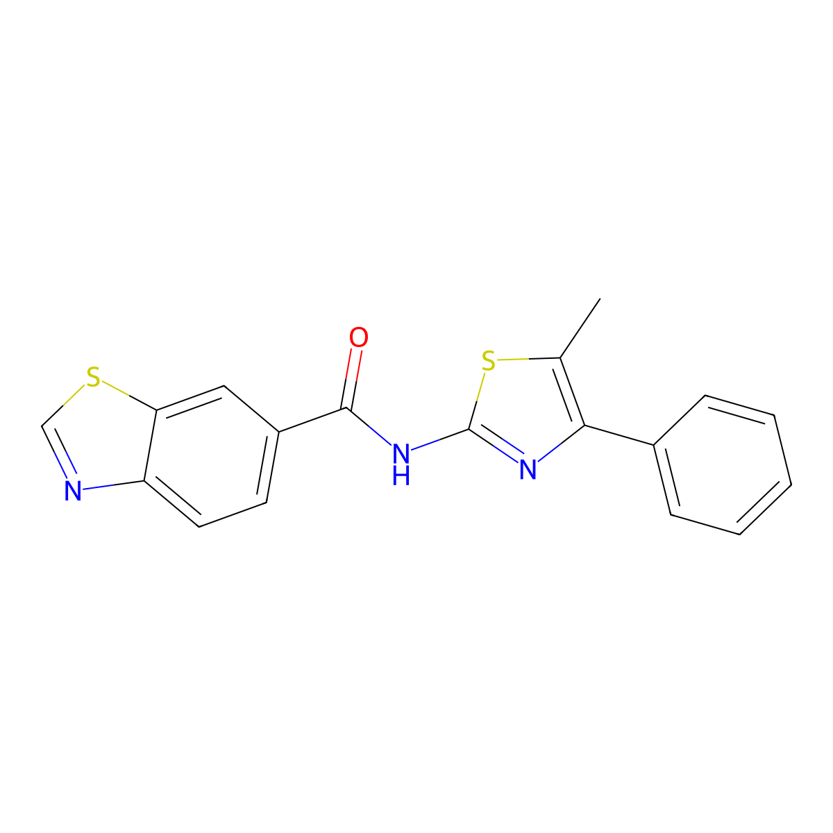 N-(5-methyl-4-phenyl-1,3-thiazol-2-yl)-1,3-benzothiazole-6-carboxamide molecular structure, CAS 681167-89-5