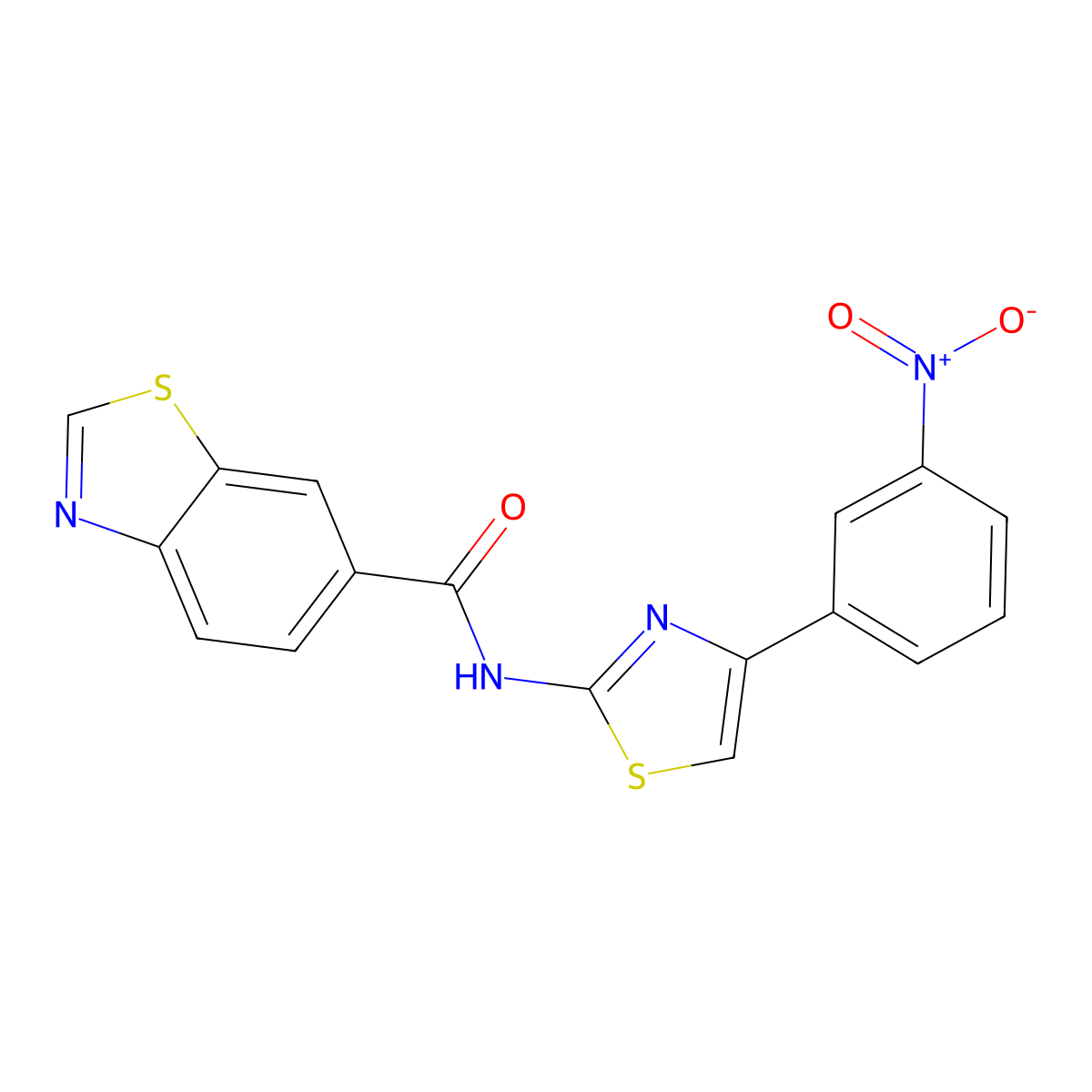 N-[4-(3-nitrophenyl)-1,3-thiazol-2-yl]-1,3-benzothiazole-6-carboxamide molecular structure, CAS 681167-94-2