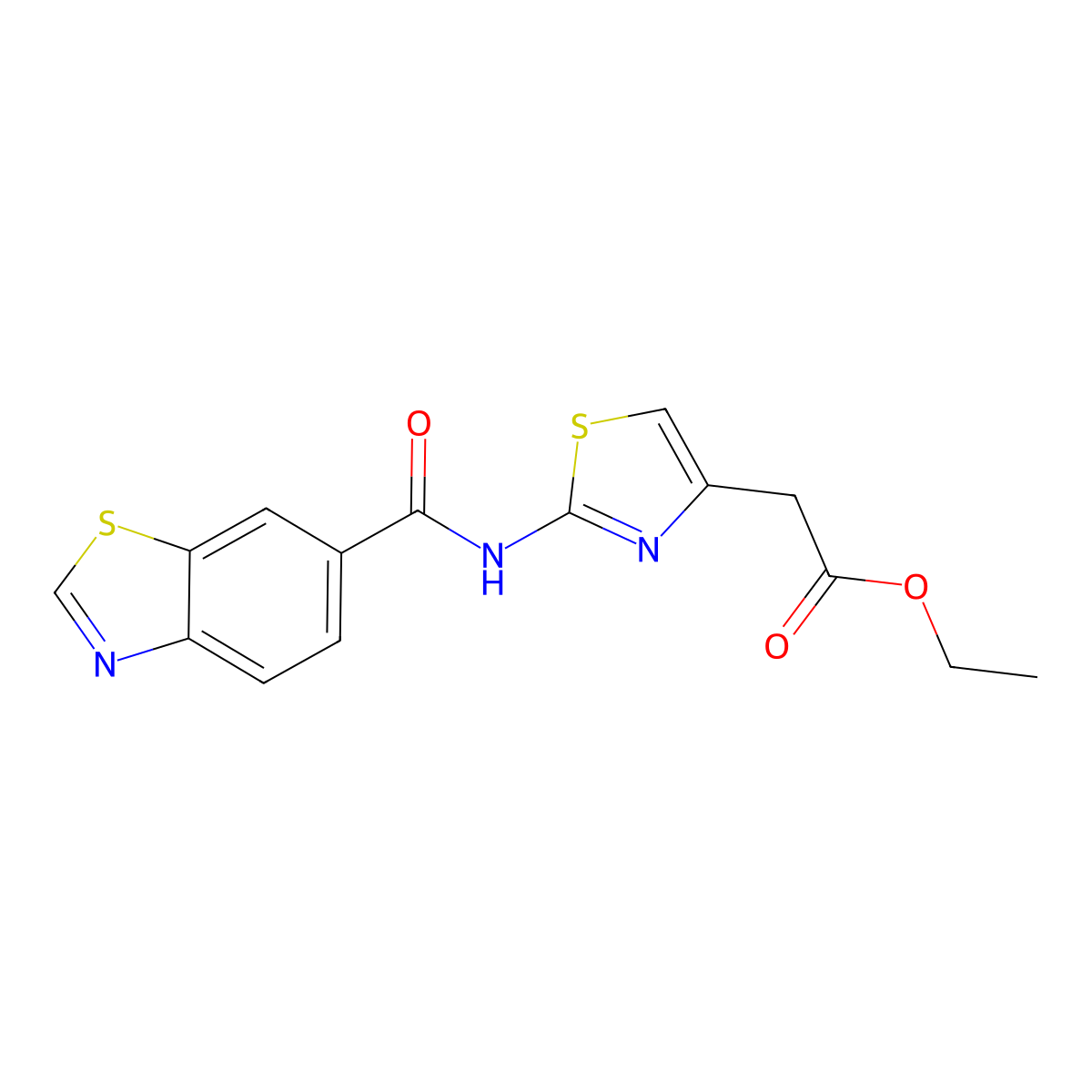 Ethyl 2-(2-(benzo[d]thiazole-6-carboxamido)thiazol-4-yl)acetate molecular structure, CAS 681167-97-5