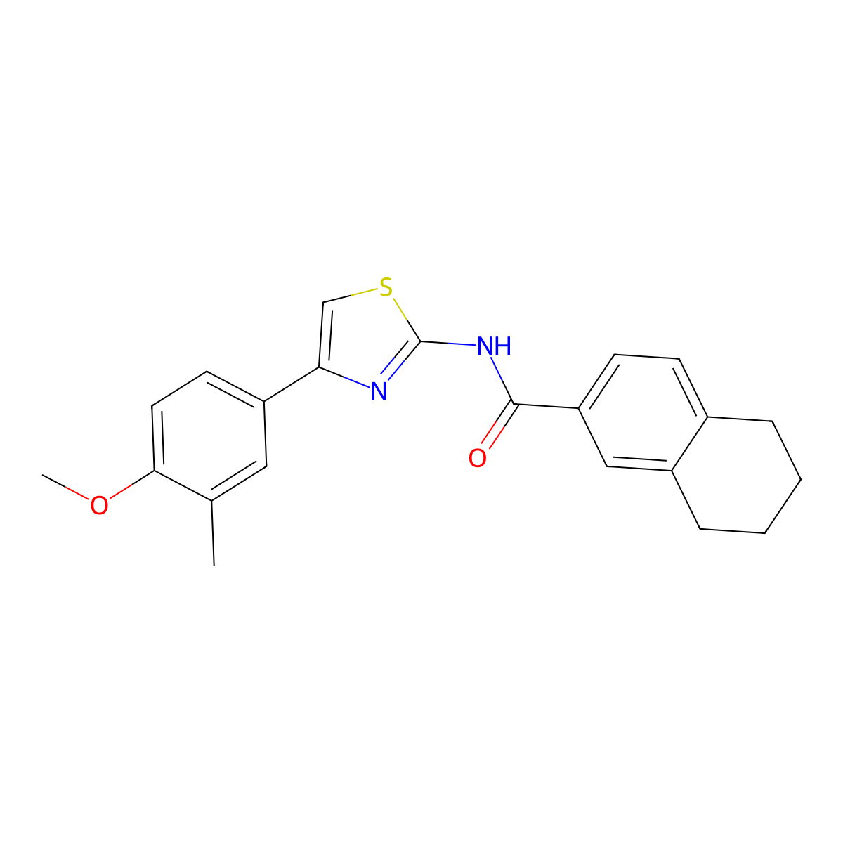 N-[4-(4-methoxy-3-methylphenyl)-1,3-thiazol-2-yl]-5,6,7,8-tetrahydronaphthalene-2-carboxamide molecular structure, CAS 681168-30-9