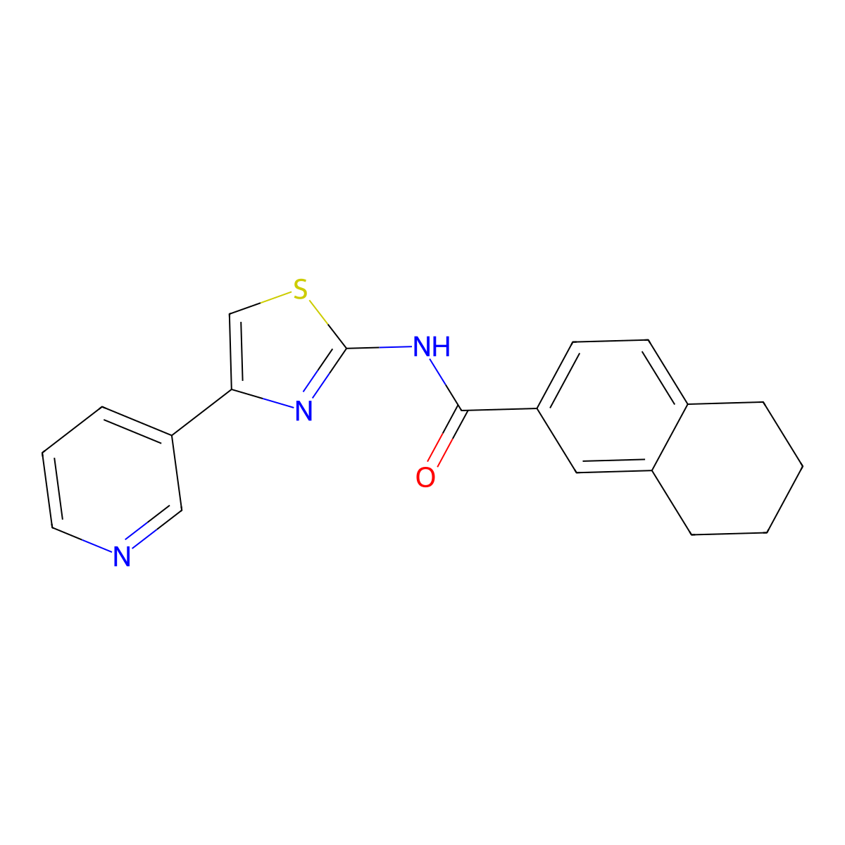 N-(4-(pyridin-3-yl)thiazol-2-yl)-5,6,7,8-tetrahydronaphthalene-2-carboxamide molecular structure, CAS 681168-33-2