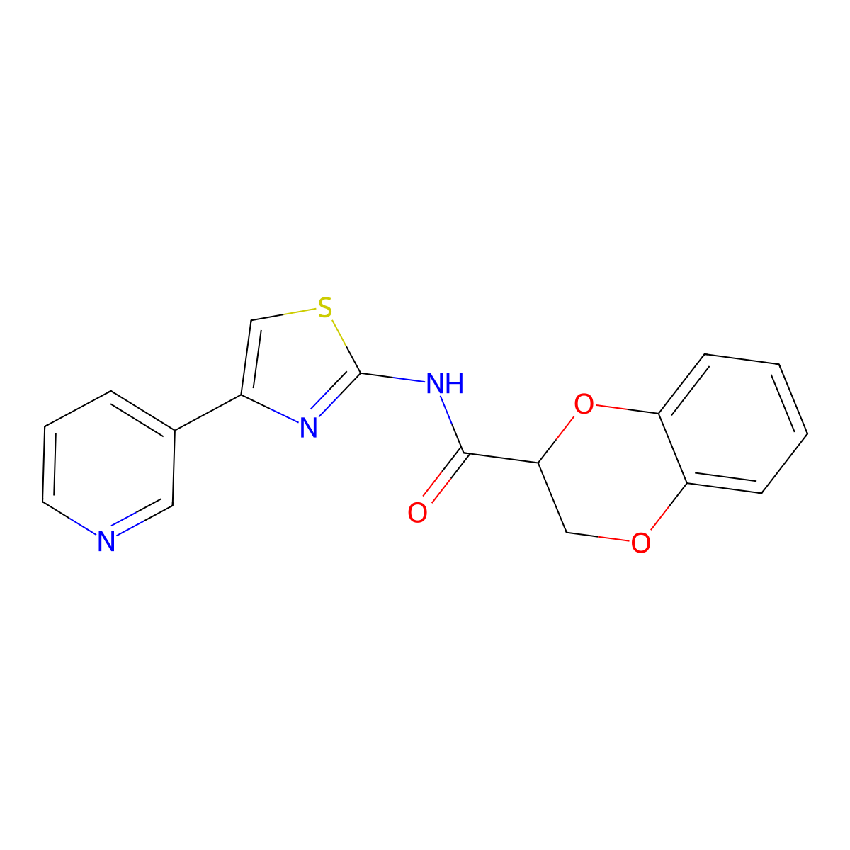 N-(4-(pyridin-3-yl)thiazol-2-yl)-2,3-dihydrobenzo[b][1,4]dioxine-2-carboxamide molecular structure, CAS 681168-34-3