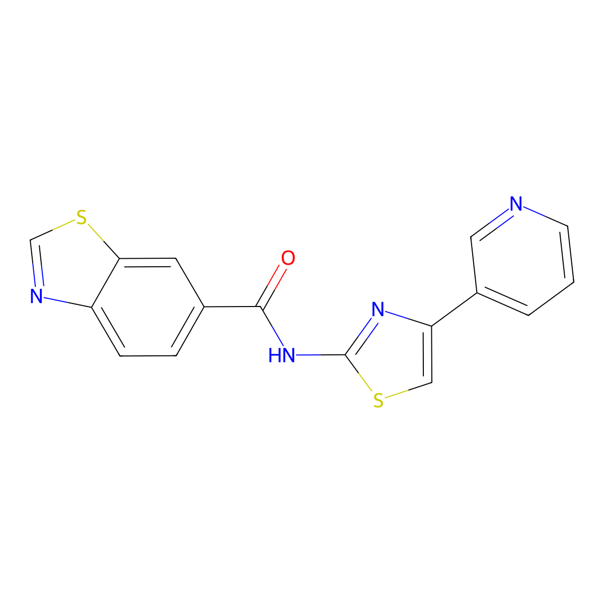 N-(4-(pyridin-3-yl)thiazol-2-yl)benzo[d]thiazole-6-carboxamide molecular structure, CAS 681168-35-4
