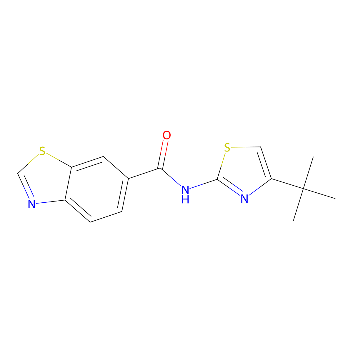 N-(4-tert-butyl-1,3-thiazol-2-yl)-1,3-benzothiazole-6-carboxamide molecular structure, CAS 681168-38-7