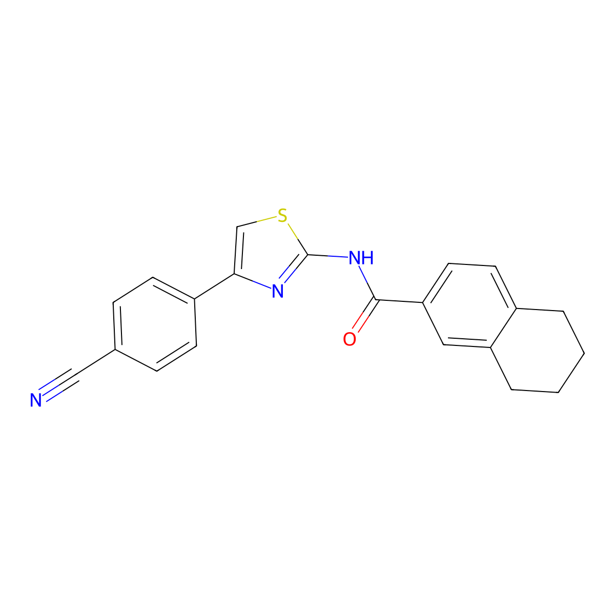 N-[4-(4-cyanophenyl)-1,3-thiazol-2-yl]-5,6,7,8-tetrahydronaphthalene-2-carboxamide molecular structure, CAS 681168-41-2