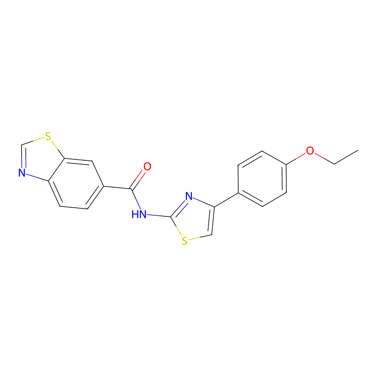 N-[4-(4-ethoxyphenyl)-1,3-thiazol-2-yl]-1,3-benzothiazole-6-carboxamide molecular structure, CAS 681168-45-6