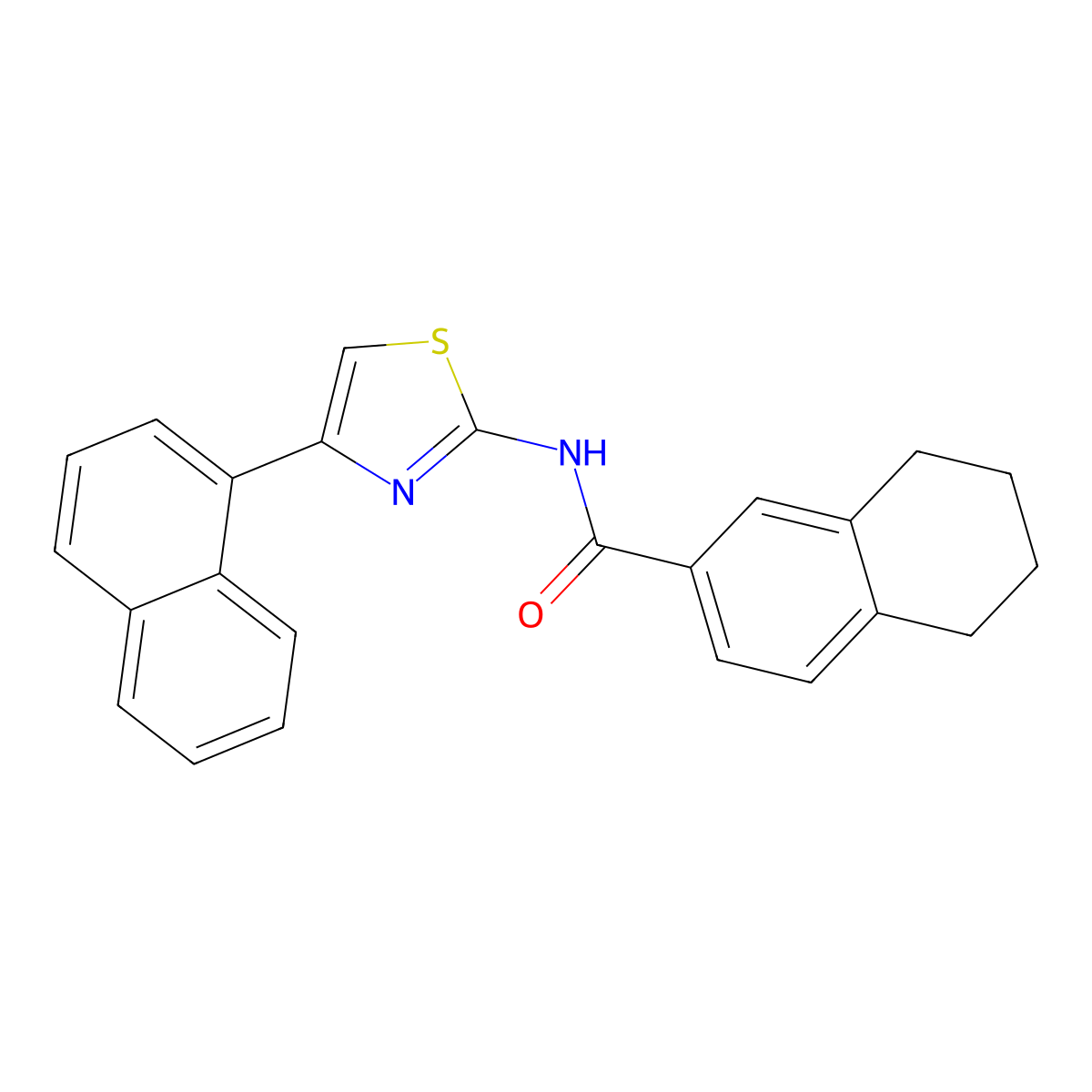 N-(4-(naphthalen-1-yl)thiazol-2-yl)-5,6,7,8-tetrahydronaphthalene-2-carboxamide molecular structure, CAS 681168-46-7
