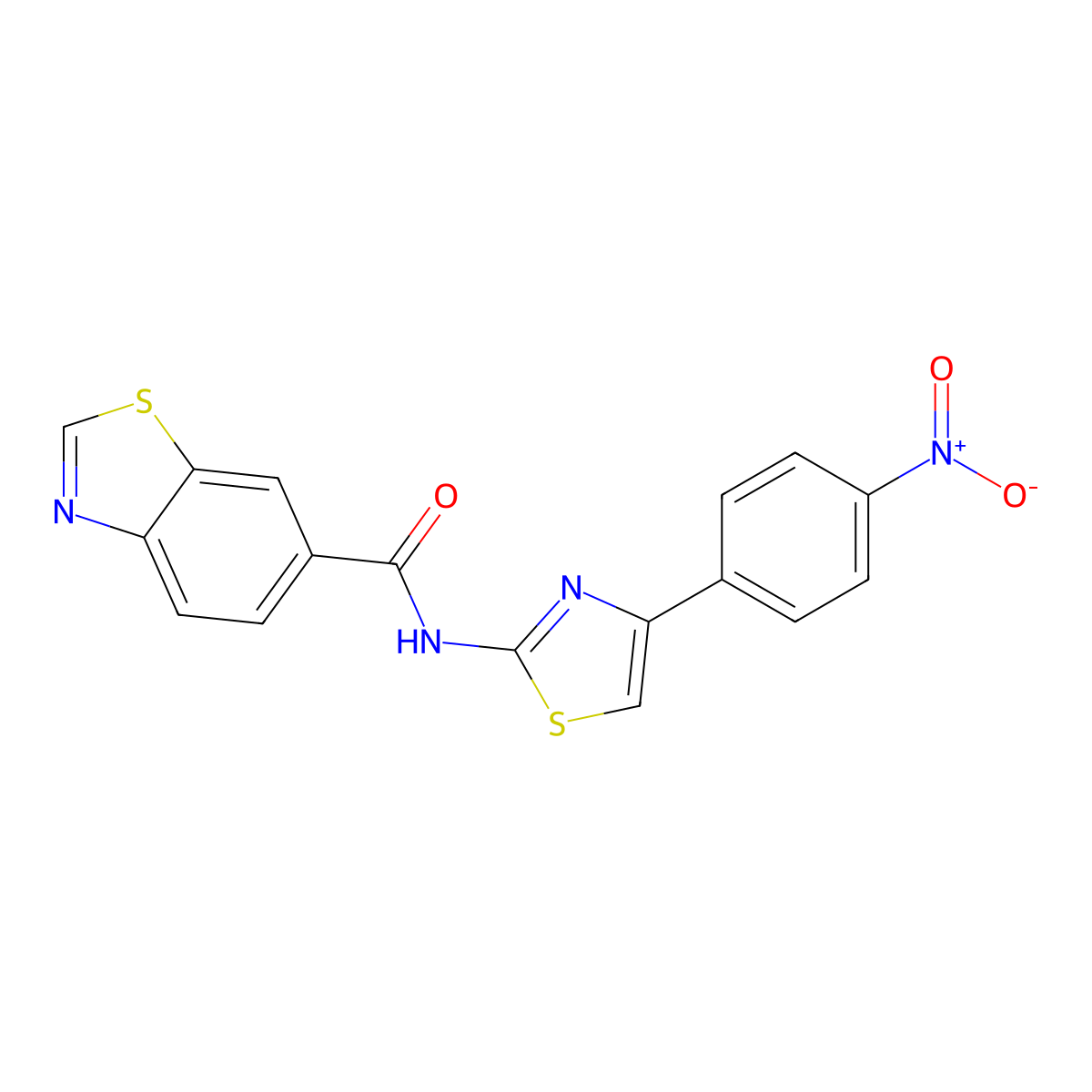 N-[4-(4-nitrophenyl)-1,3-thiazol-2-yl]-1,3-benzothiazole-6-carboxamide molecular structure, CAS 681168-59-2