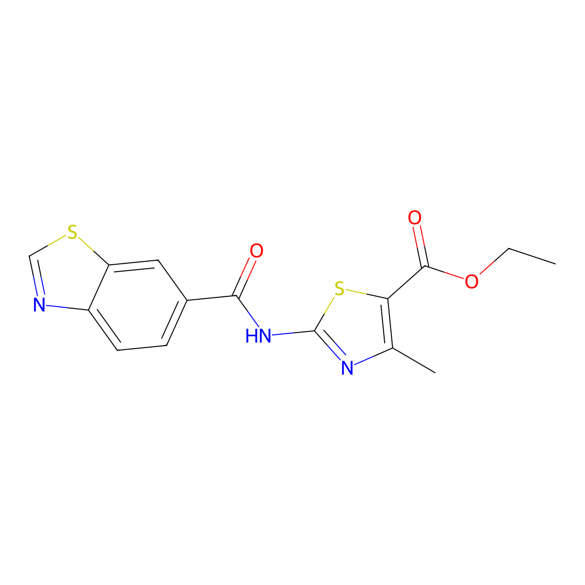 Ethyl 2-(benzo[d]thiazole-6-carboxamido)-4-methylthiazole-5-carboxylate molecular structure, CAS 681168-61-6