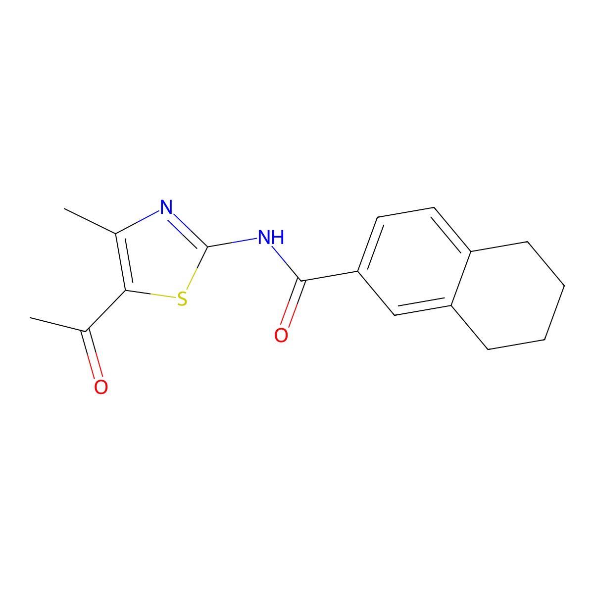 N-(5-acetyl-4-methyl-1,3-thiazol-2-yl)-5,6,7,8-tetrahydronaphthalene-2-carboxamide molecular structure, CAS 681168-71-8
