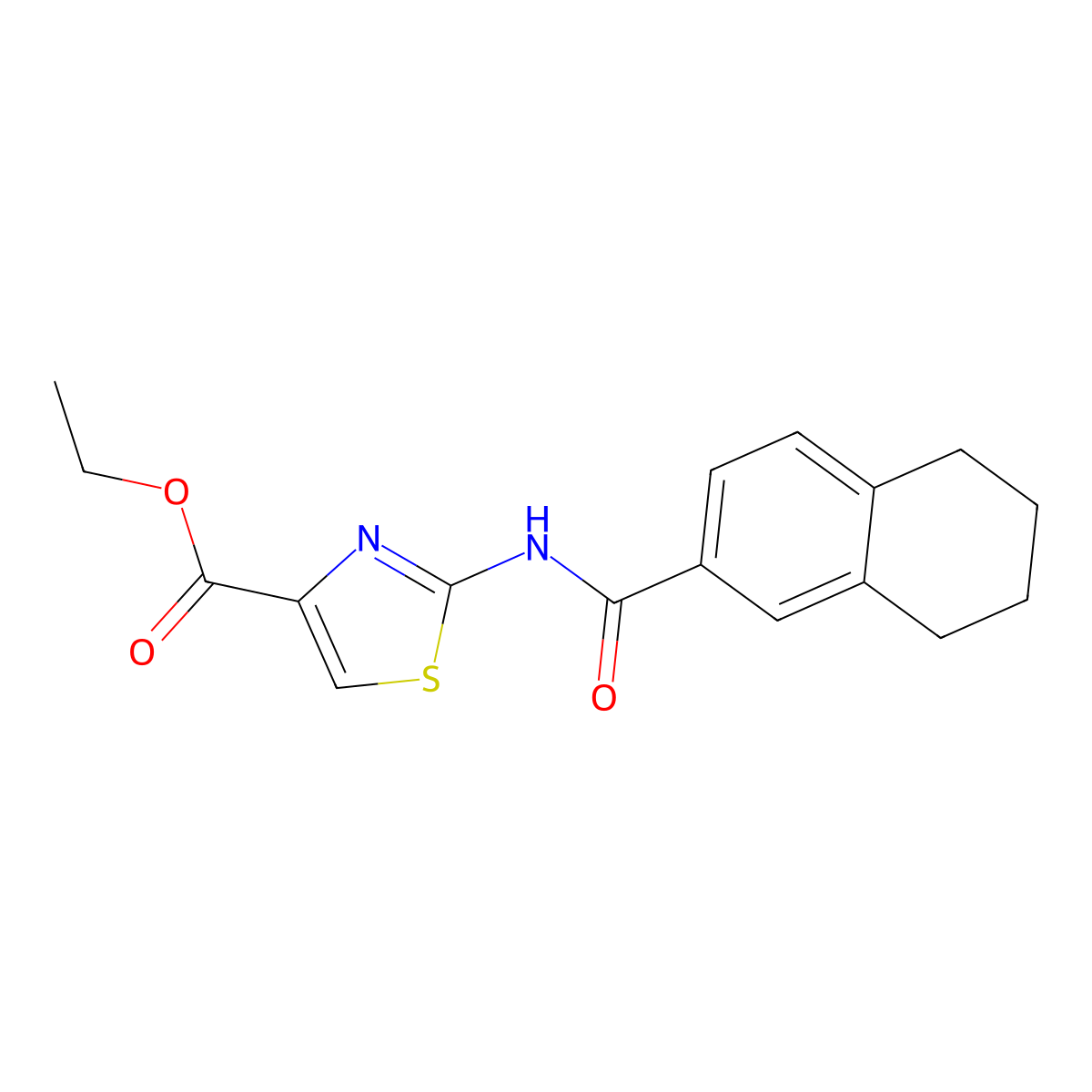 Ethyl 2-(5,6,7,8-tetrahydronaphthalene-2-carboxamido)thiazole-4-carboxylate molecular structure, CAS 681168-73-0