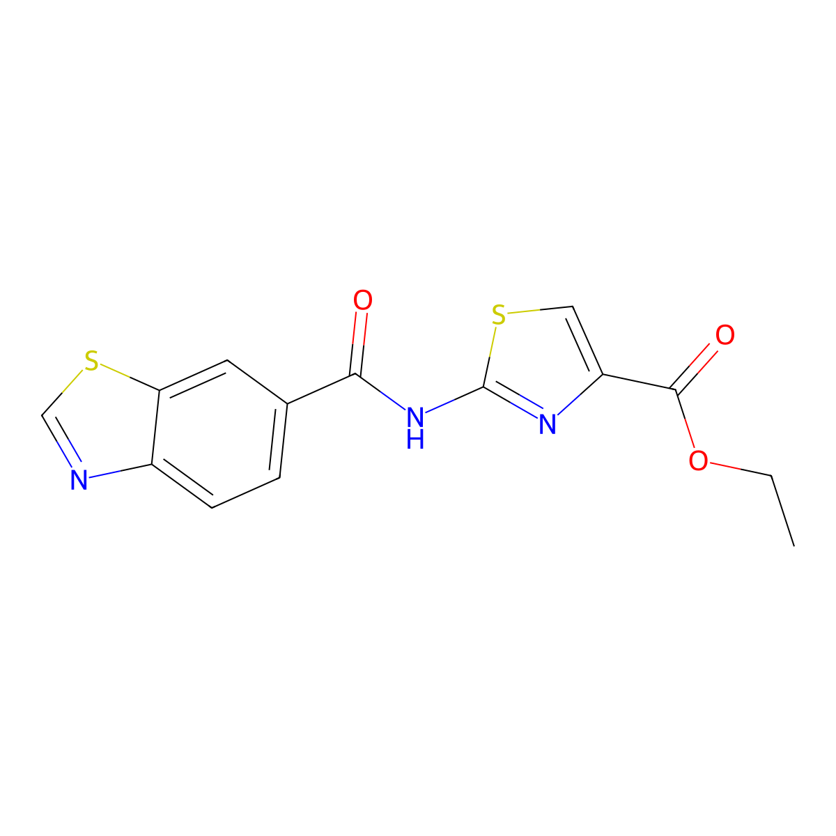 Ethyl 2-(benzo[d]thiazole-6-carboxamido)thiazole-4-carboxylate molecular structure, CAS 681168-75-2