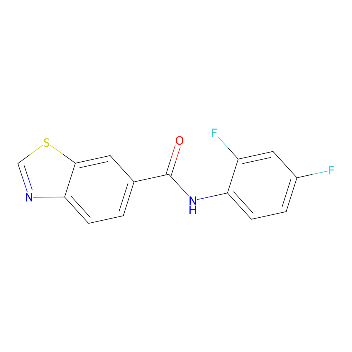 N-(2,4-difluorophenyl)-1,3-benzothiazole-6-carboxamide molecular structure, CAS 681168-88-7