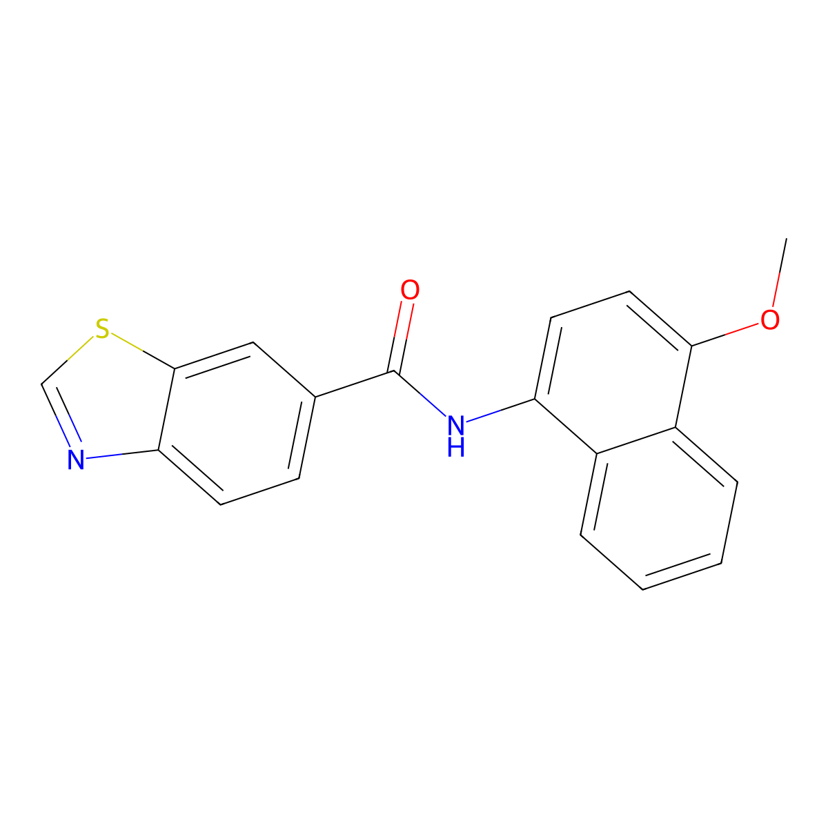 N-(4-methoxynaphthalen-1-yl)-1,3-benzothiazole-6-carboxamide molecular structure, CAS 681169-46-0