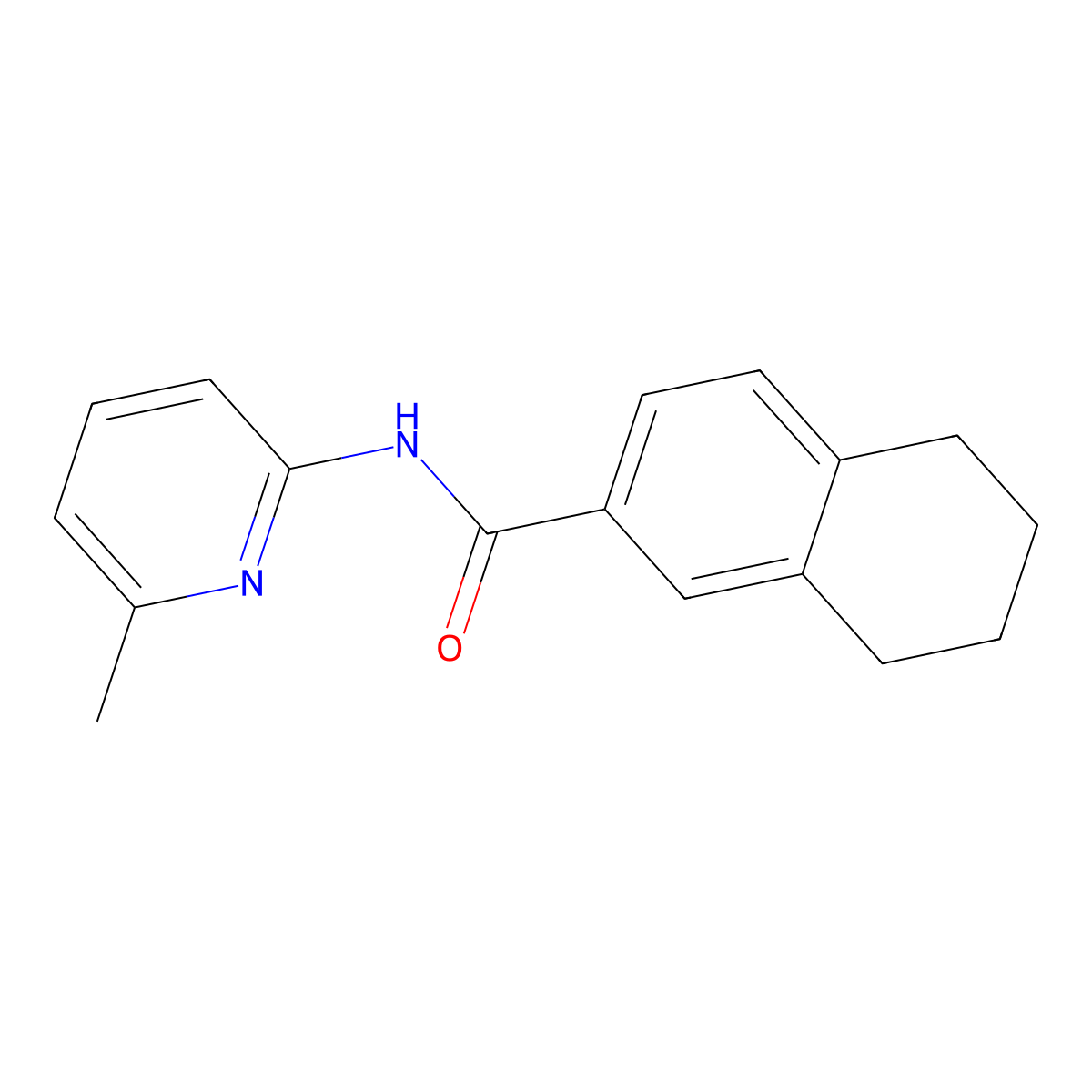 N-(6-methylpyridin-2-yl)-5,6,7,8-tetrahydronaphthalene-2-carboxamide molecular structure, CAS 681169-59-5