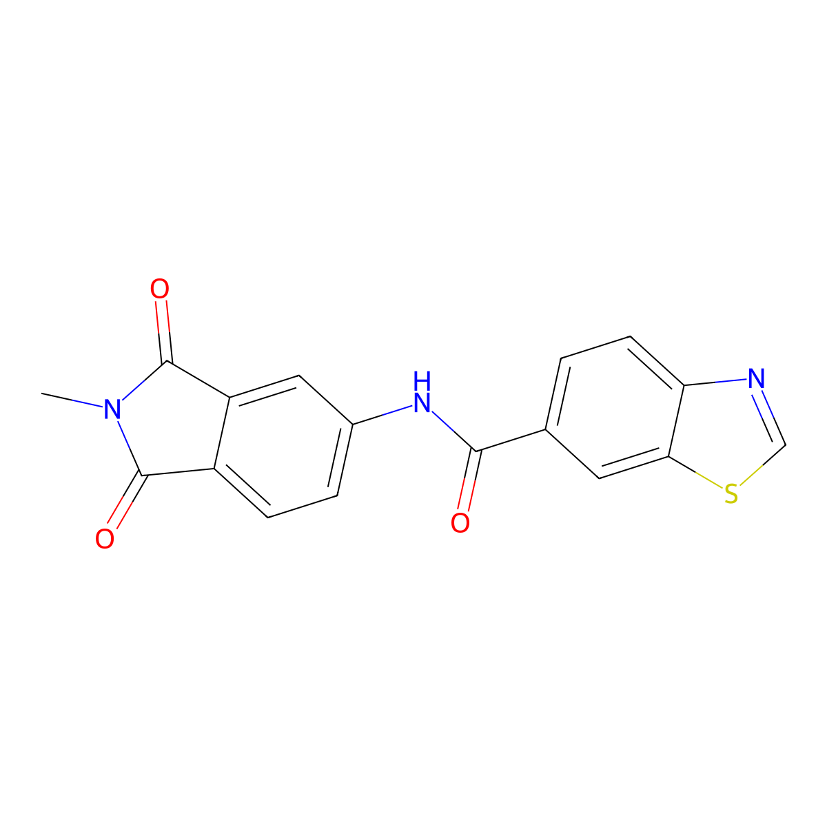 N-(2-methyl-1,3-dioxoisoindolin-5-yl)benzo[d]thiazole-6-carboxamide molecular structure, CAS 681169-80-2