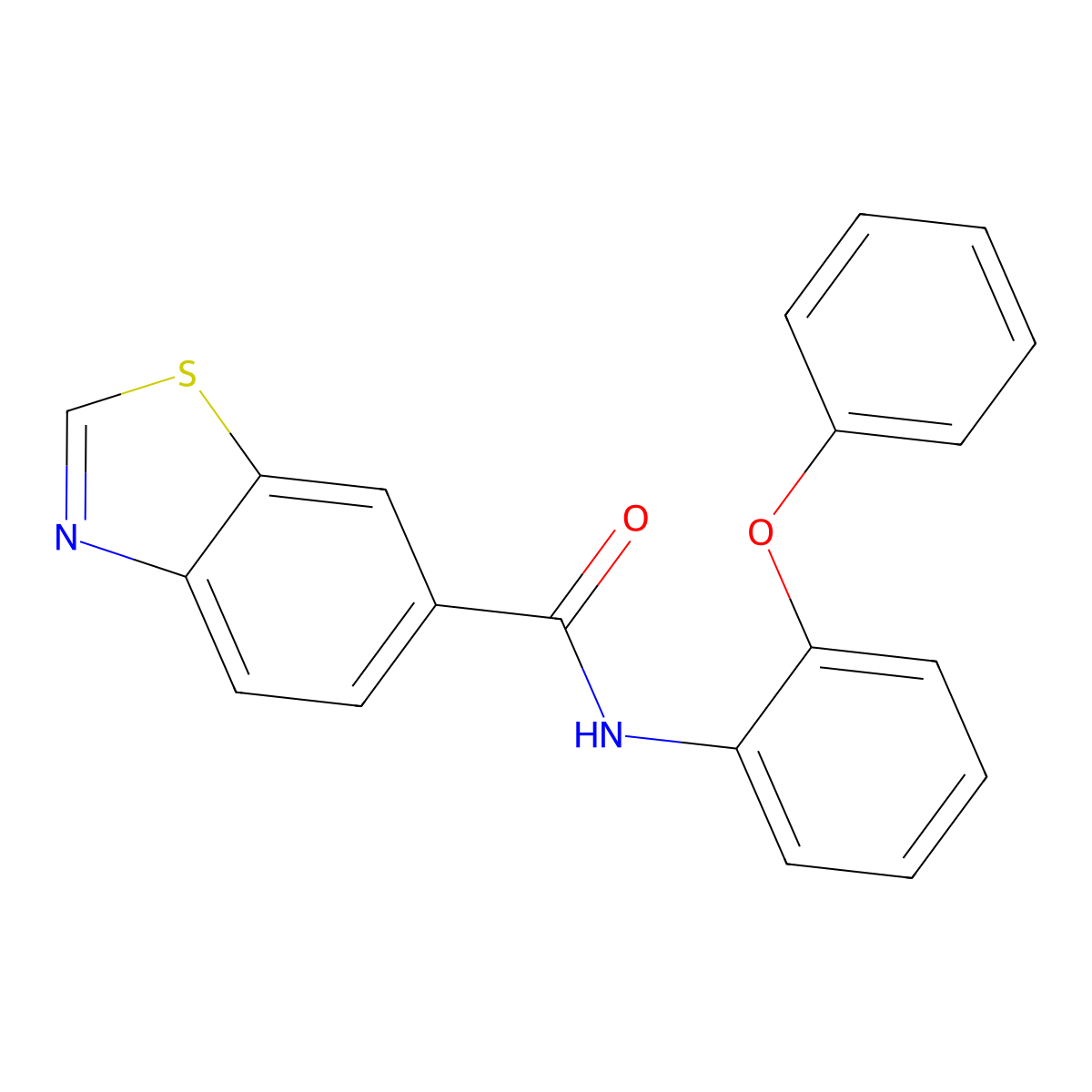 N-(2-phenoxyphenyl)-1,3-benzothiazole-6-carboxamide molecular structure, CAS 681169-87-9