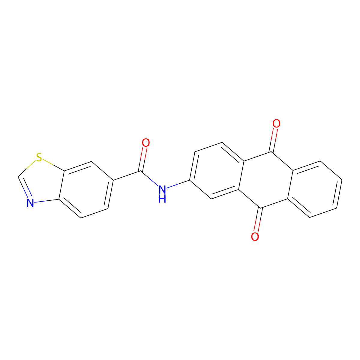 N-(9,10-dioxoanthracen-2-yl)-1,3-benzothiazole-6-carboxamide molecular structure, CAS 681170-00-3