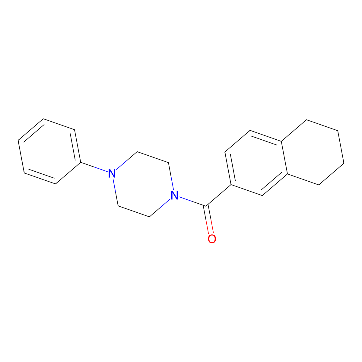 (4-Phenylpiperazin-1-yl)(5,6,7,8-tetrahydronaphthalen-2-yl)methanone molecular structure, CAS 681170-10-5