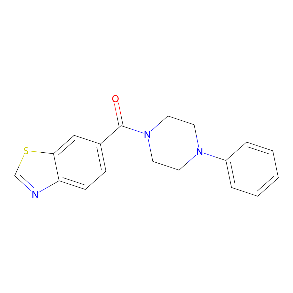 Benzo[d]thiazol-6-yl(4-phenylpiperazin-1-yl)methanone molecular structure, CAS 681170-11-6