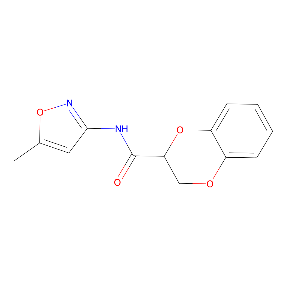 1,4-Benzodioxine-2-carboxamide, 2,3-dihydro-N-(5-methyl-3-isoxazolyl)- molecular structure, CAS 681170-13-8