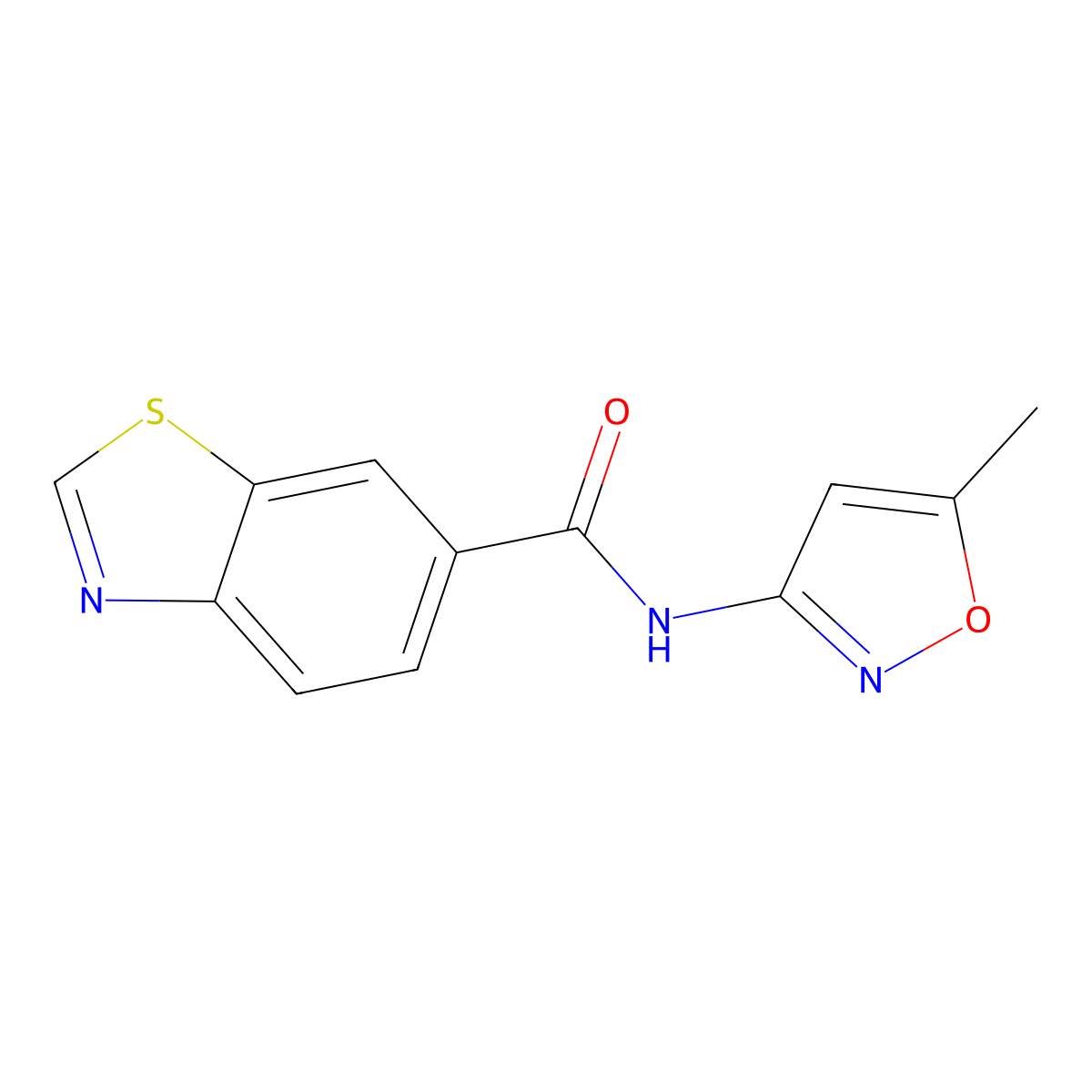 N6-(5-methylisoxazol-3-yl)-1,3-benzothiazole-6-carboxamide molecular structure, CAS 681170-14-9