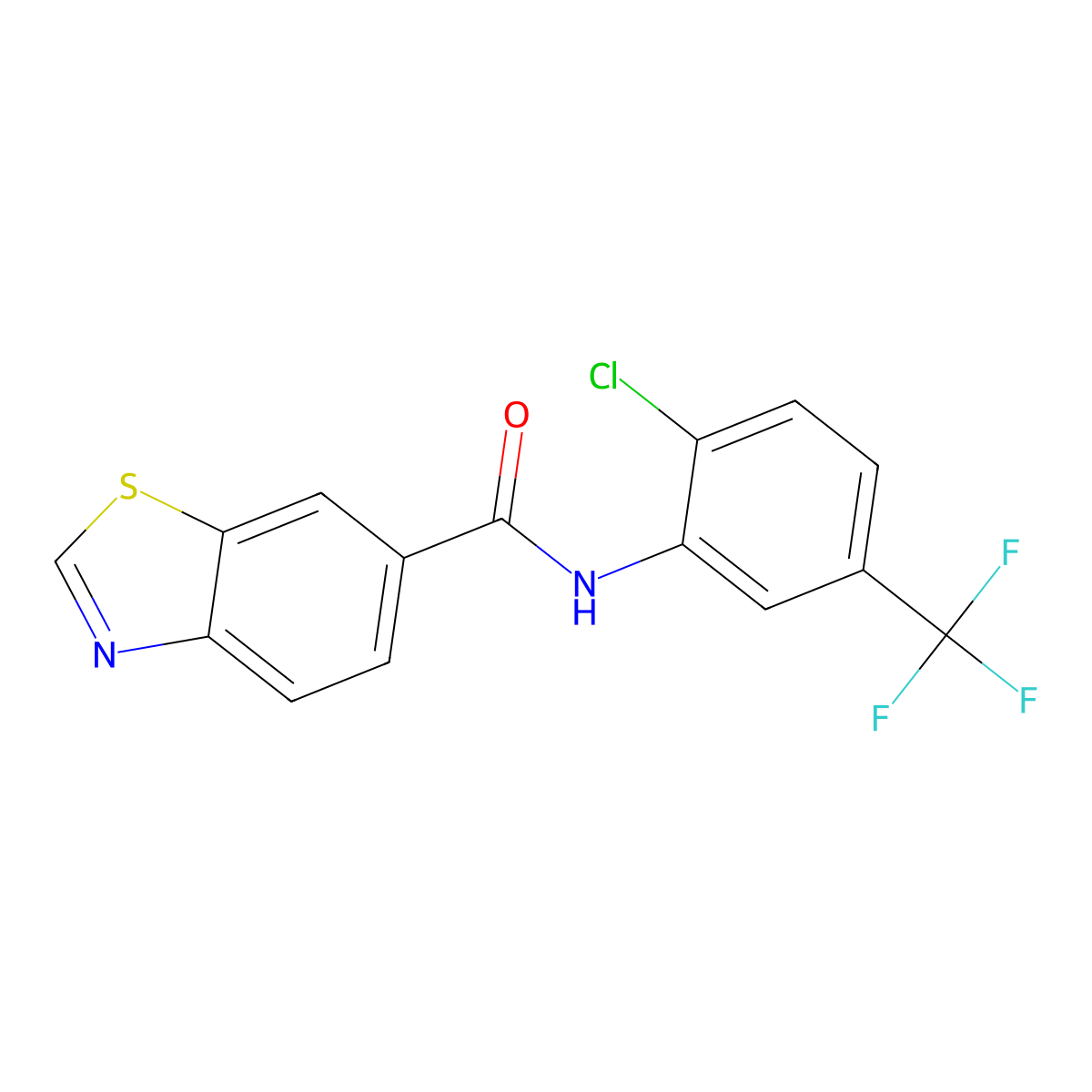 N-[2-chloro-5-(trifluoromethyl)phenyl]-1,3-benzothiazole-6-carboxamide molecular structure, CAS 681170-16-1
