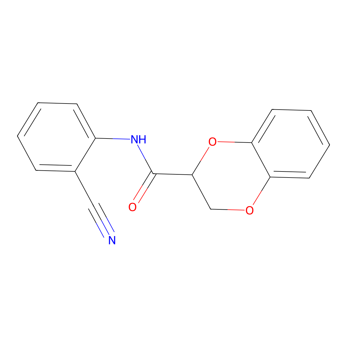 N-(2-cyanophenyl)-2,3-dihydro-1,4-benzodioxine-2-carboxamide molecular structure, CAS 681170-43-4