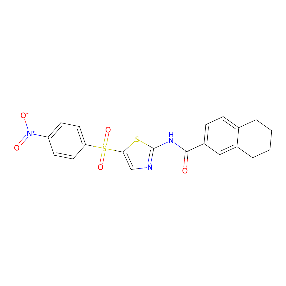 N-[5-(4-nitrophenyl)sulfonyl-1,3-thiazol-2-yl]-5,6,7,8-tetrahydronaphthalene-2-carboxamide molecular structure, CAS 681170-57-0
