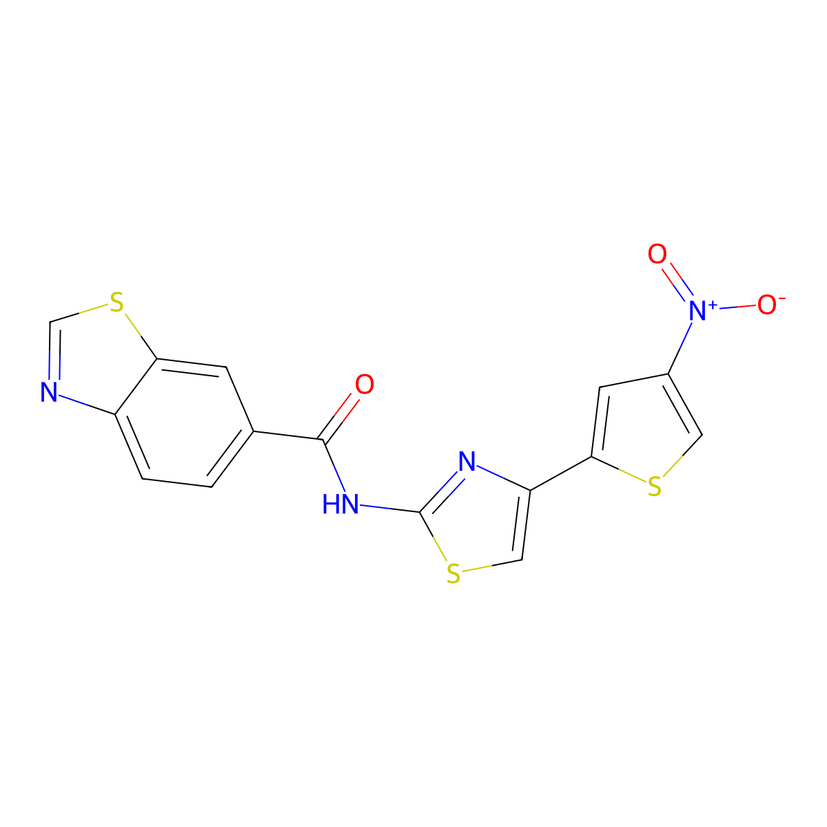 N-[4-(4-nitrothiophen-2-yl)-1,3-thiazol-2-yl]-1,3-benzothiazole-6-carboxamide molecular structure, CAS 681170-99-0